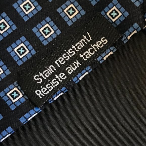 NWT George Stain Resistant Black and Blue Patterned Men's Tie - Picture 6 of 7